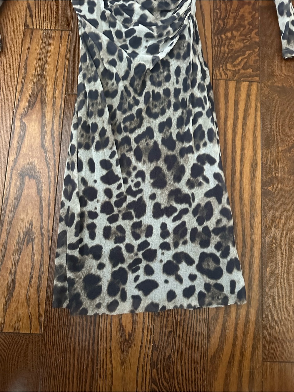 Leopard Print Wrap-Style Long Sleeve Dress - Brown/Black - Picture 3 of 5